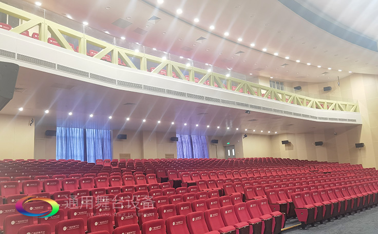 廣州雅源學校舞臺阻燃幕布、舞臺座椅、舞臺燈光、舞臺音響效果展示